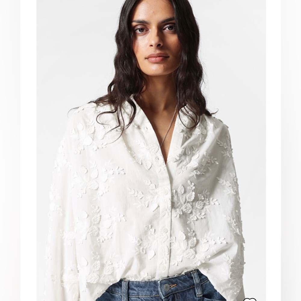 & Other Stories Voluminous Floral Appliqué Blouse